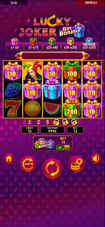 BOOSTER JOKER activating and upgrading a locked GIFT symbol to a higher prize tier